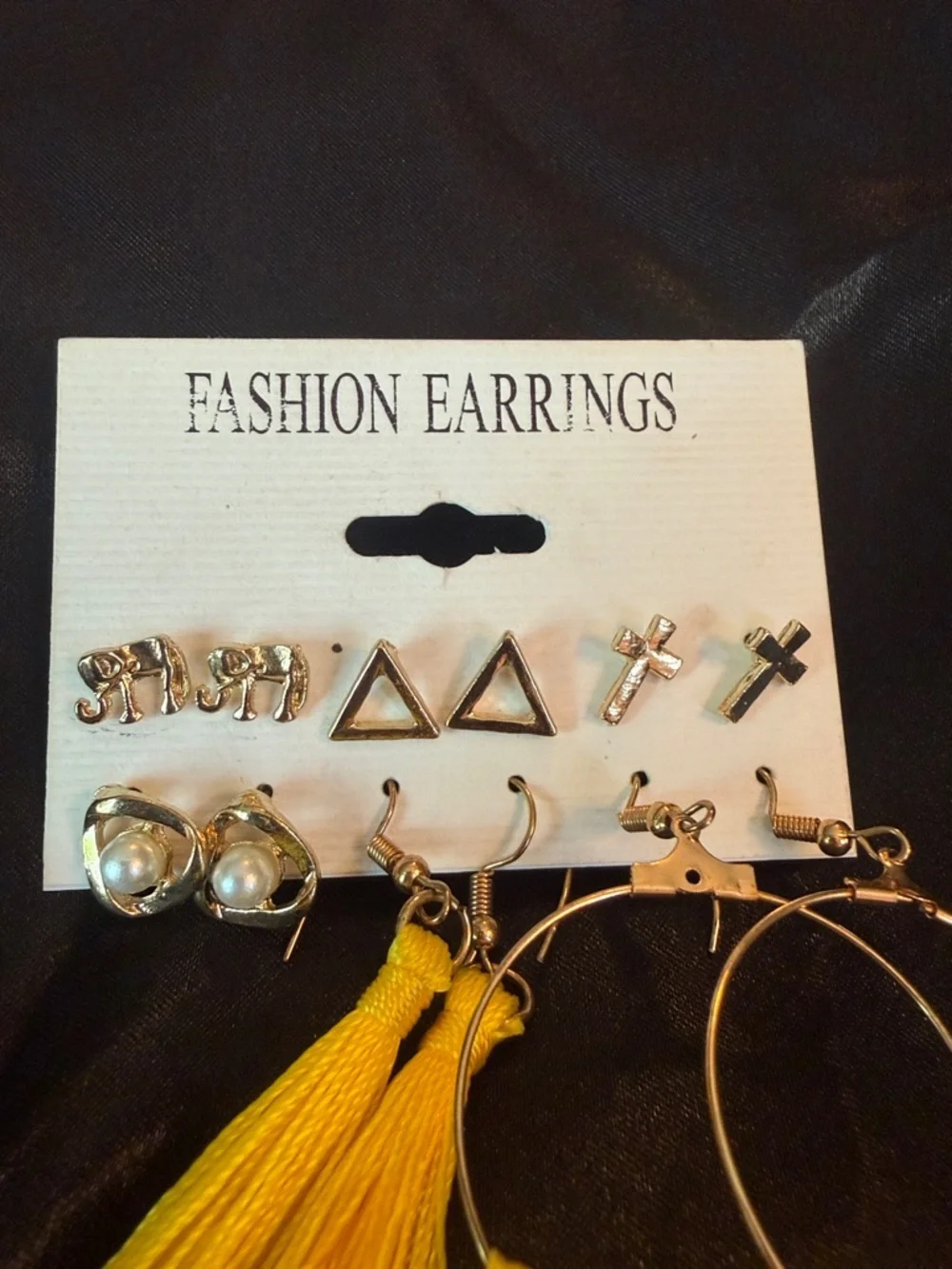 Yellow Tassel Hoop & Stud Collection - Picture 2 of 2